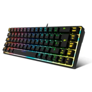 Krom Kalista - RGB Rainbow Gaming Keyboard, compact 62% design, membrane with anti-ghosting on 19 keys, customizable backlighting, compatible with Windows and Mac, perfect for gaming and transport.